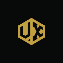 Initial letter UX hexagon logo design vector