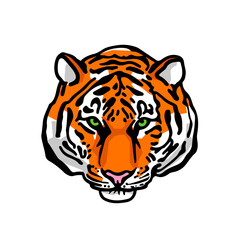 Tiger head. Tiger sketch. The symbol of the new 2022. Vector illustration