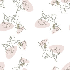 Seamless pattern with cotton blossom 