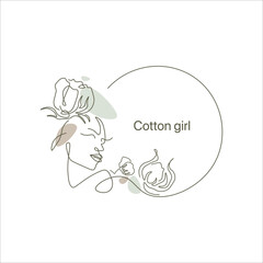 Cotton girl art line for invitation cards 