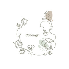 Cotton girl art line for invitation cards 