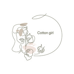 Cotton girl art line for invitation cards 