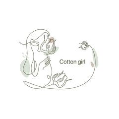 Cotton girl art line for invitation cards 