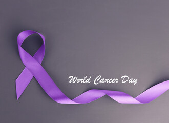 Lavender ribbon. World cancer day concept.
