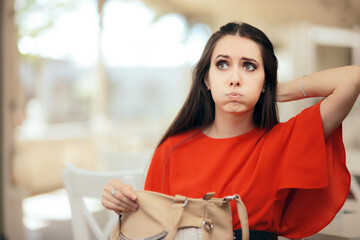Forgetful Woman Checking Her Messy Purse 