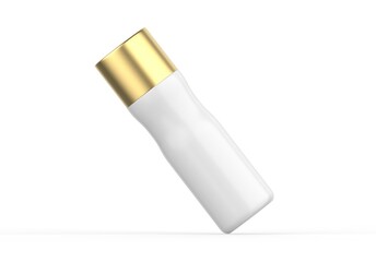 Blank perfume deodorant spray mockup, antiperspirant aerosol can for hair spray on isolated white background, 3d illustration.