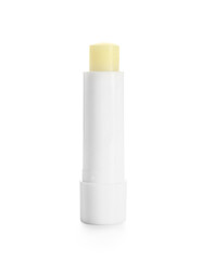 Natural lip balm on white background