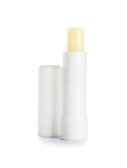 Natural lip balm on white background