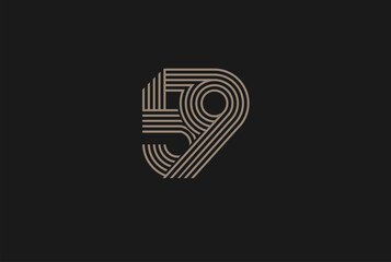 Number 59 Logo, Monogram Number 59 logo multi line style, usable for anniversary and business logos, flat design logo template, vector illustration