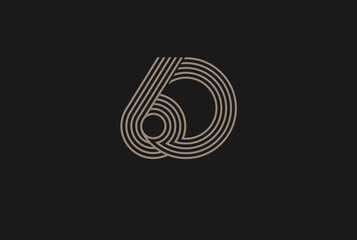 Number 60 Logo, Monogram Number 60 logo multi line style, usable for anniversary and business logos, flat design logo template, vector illustration