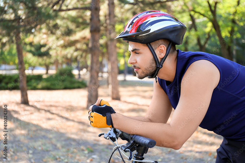 Canvas Prints Male cyclist riding bicycle outdoors