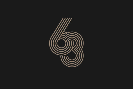 Number 63 Logo, Monogram Number 63 logo multi line style, usable for anniversary and business logos, flat design logo template, vector illustration