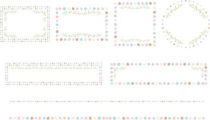 手描き葉っぱ　水彩ドット　フレームセット