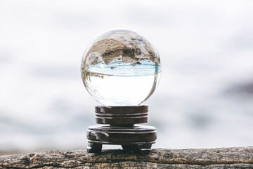 Crystal ball of fortune teller outdoors