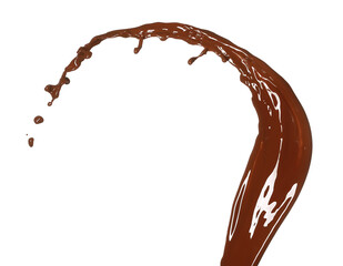 Splash of hot chocolate on white background