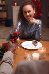 African-American couple celebrating Valentine's Day at home