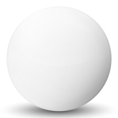 Glass white ball or precious pearl. Glossy realistic ball, 3D abstract vector illustration highlighted on a white background. Big metal bubble with shadow.