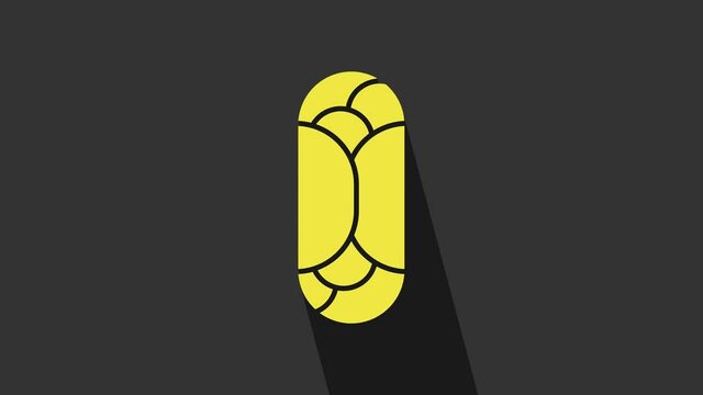 Yellow Burrito icon isolated on grey background. Traditional mexican fast food. 4K Video motion graphic animation