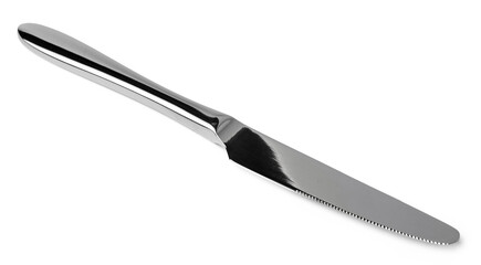 Silver dining knife isolated on white background