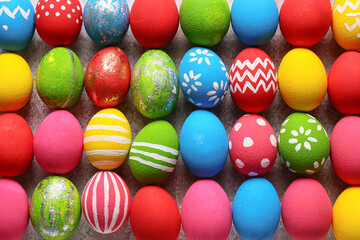 Fototapeta na wymiar Many colorful Easter eggs as background
