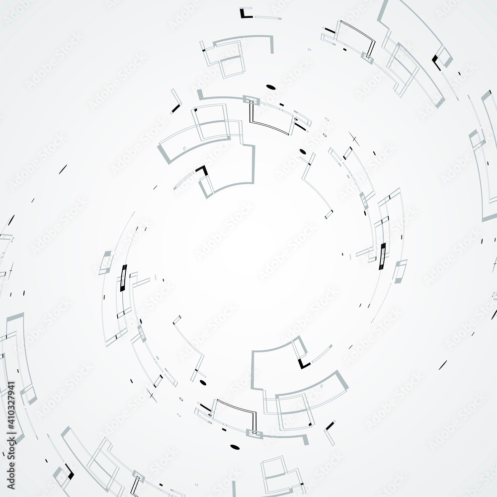 Poster line art abstract rounded shapes for concept design. vector graphic illustration. creative geometric