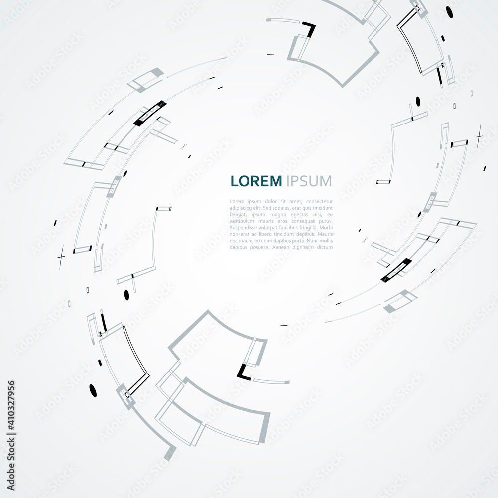 Poster line art abstract rounded shapes for concept design. vector graphic illustration. creative geometric