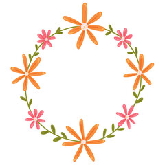 Floral summer round frame. Vector isolated spring decoration