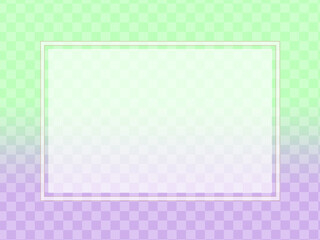 パステルグリーンから薄紫のグラデーション－市松模様入り－フレーム有り