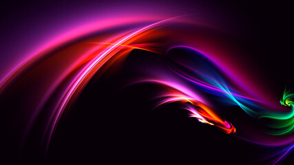 3D rendering abstract multicolor fractal light background