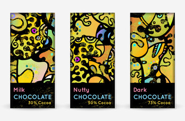 Chocolate Bar Packaging Set. Vector Template