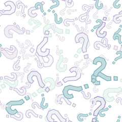 Naklejka na ściany i meble Quiz seamless pattern. Question marks, doubt, faq