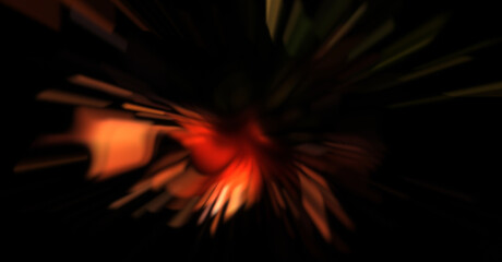 Light particle trails. Light explosion star with glowing particles and lines. Beautiful moving abstract rays background.