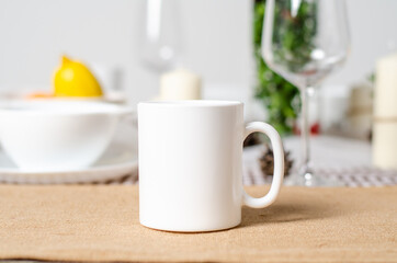 Beautiful table setting with lavender flowers on wooden background