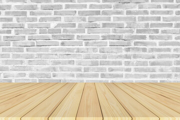 Wood wooden floor brick wall Empty copy spec design background