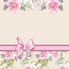 pink background with watercolor flowers