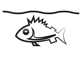Icono negro de pez con agua.
