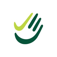 Fototapeta premium hand palm check high five finger green logo vector icon illustration