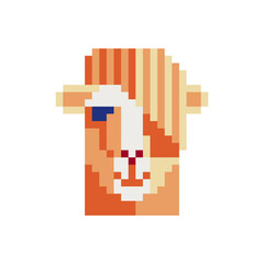 Obraz premium lama, llama head in the shape of a square pixel art icon. Element design for stickers, logo, embroidery, mobile app. Isolated vector illustration.