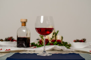 Beautiful table setting with lavender flowers on wooden background