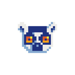 Ferret head pixel art  icon isolated vector illustration. Element design for stickers, logo, embroidery, mobile app. Face of cartoon ferret flat style.