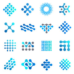 Set of vector design template. Nanotechnology icons.