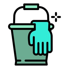 Cleaner bucket icon. Outline cleaner bucket vector icon for web design isolated on white background