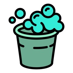 Foam bubble bucket icon. Outline foam bubble bucket vector icon for web design isolated on white background