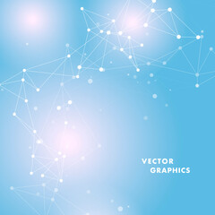 White lines dots connect. Abstract futuristic network. Vector illustration