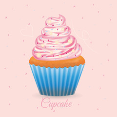 cute cupcake with pink cream