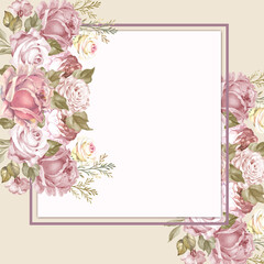 flowers frame with watercolor roses