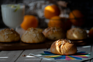 home baking:  sweet almond buns