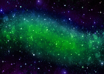 Stars, dust and gas nebula in a far galaxy