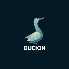 Vector Logo Illustration Duck Gradient Colorful Style.