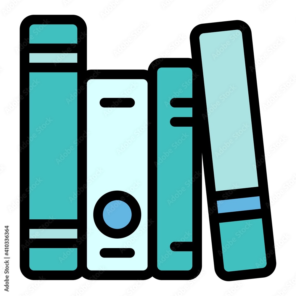 Poster interactive learning book stack icon. outline interactive learning book stack vector icon for web de